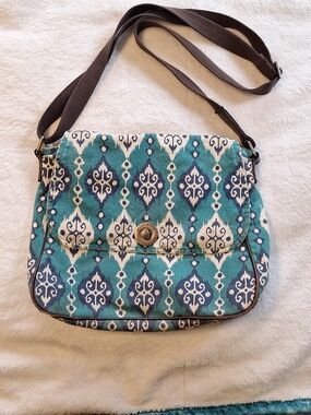 Bella Taylor Blue Geometric Design Side Slung Purse
